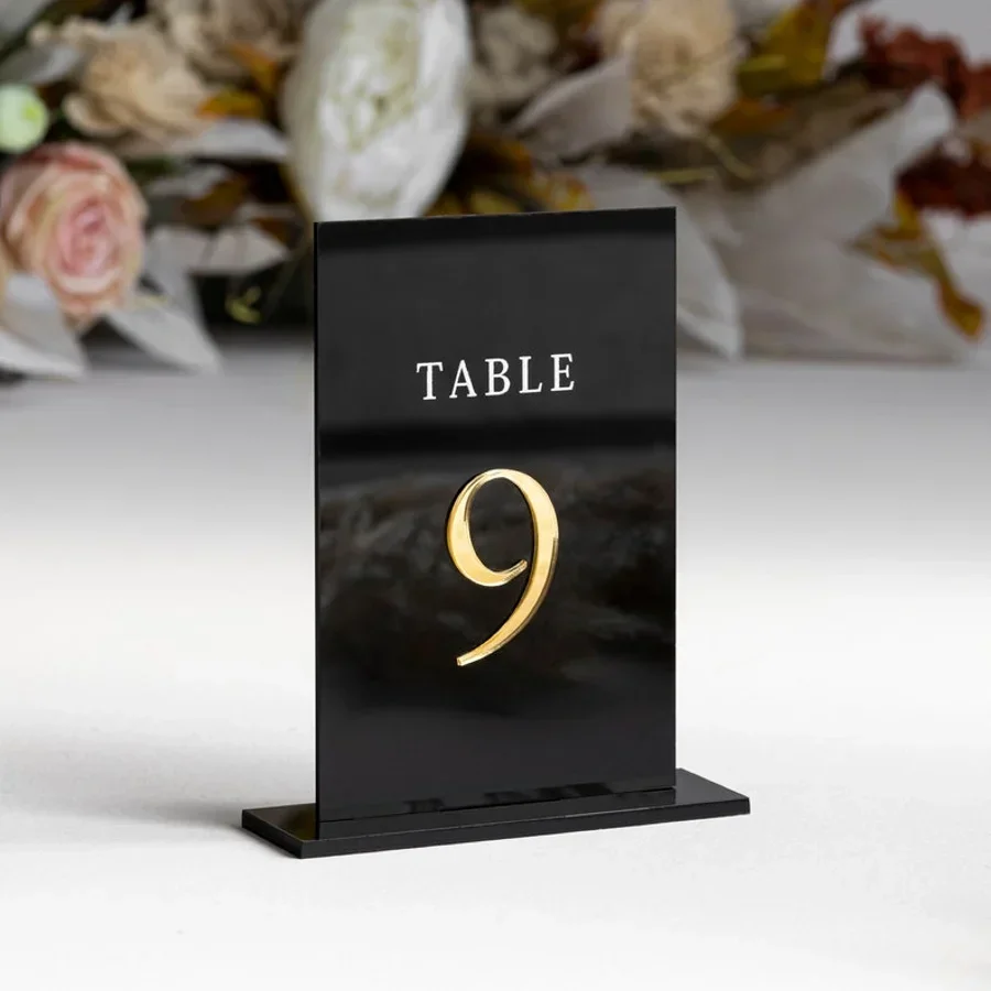 Table Number Gold - Czarno-złote numery stołów luksusowe dekoracje ślubne