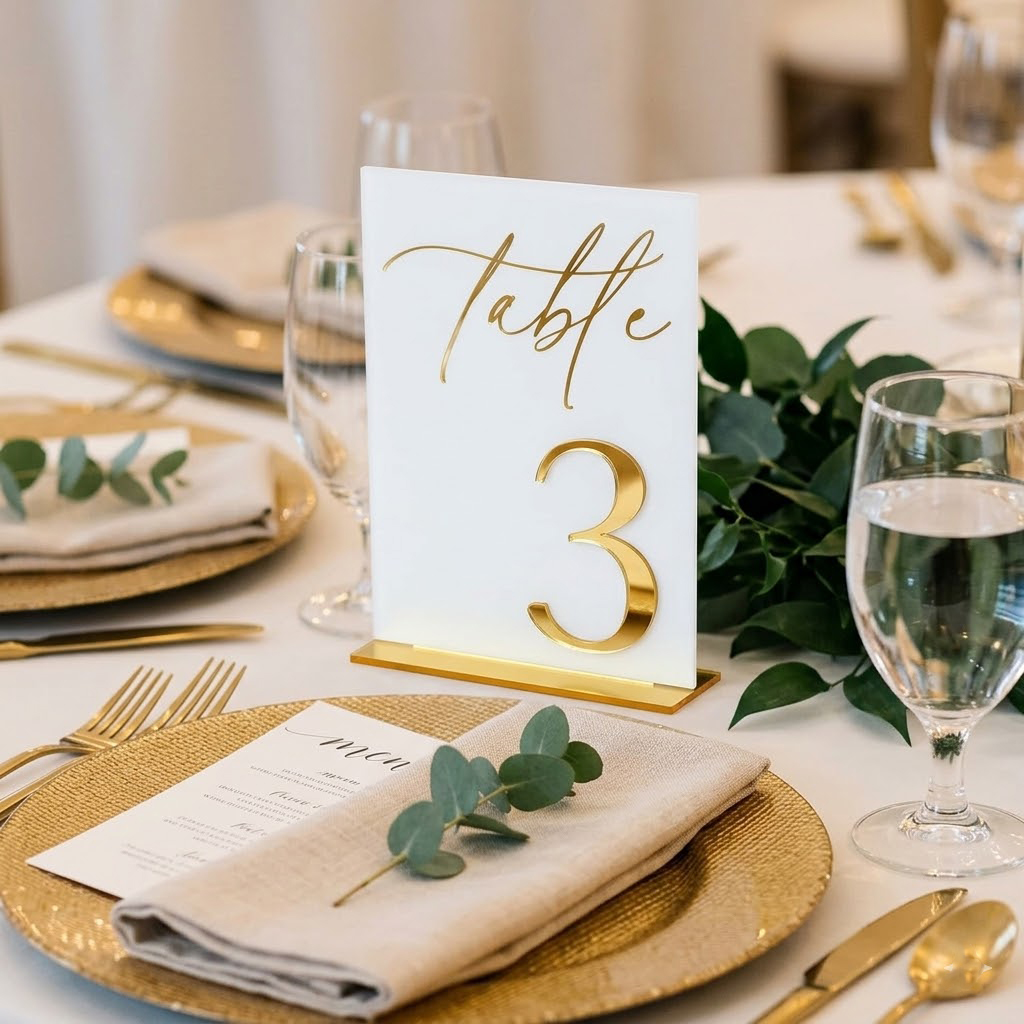 Table Number Gold - Numery na stoły weselne 1-10 ze
