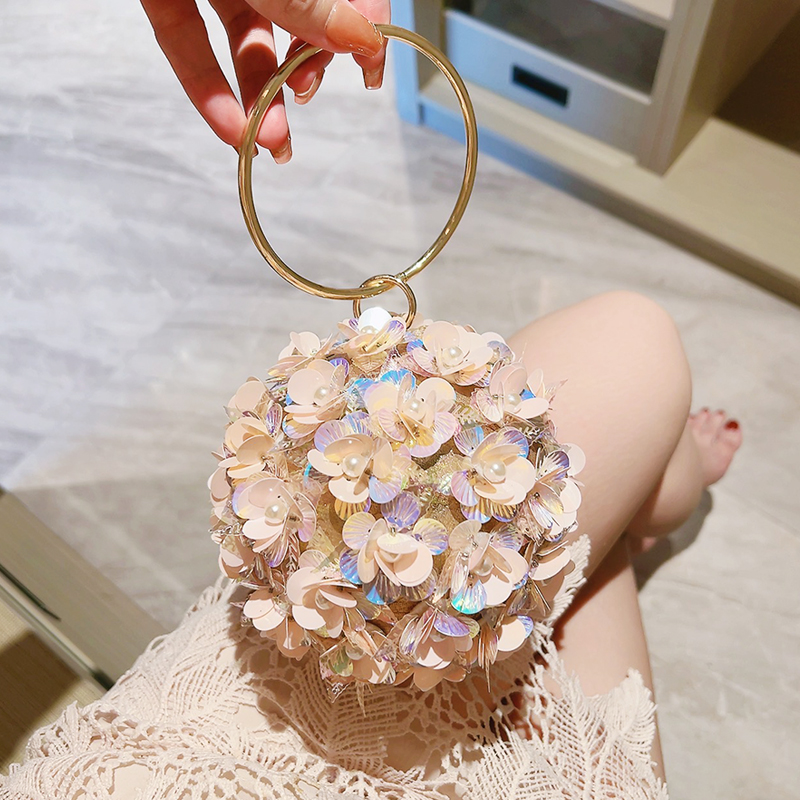 Wedding Vendor - Mini cekinowa torebka wieczorowa w kwiaty,