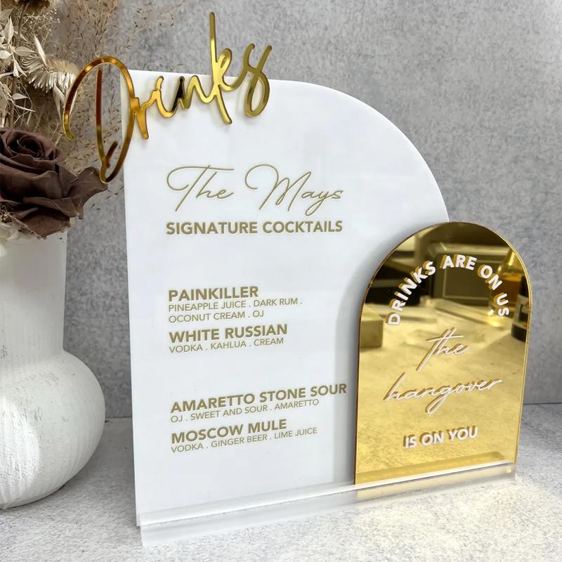 Table Number Gold - Personalizowana menu barowe z wycinanymi elementami