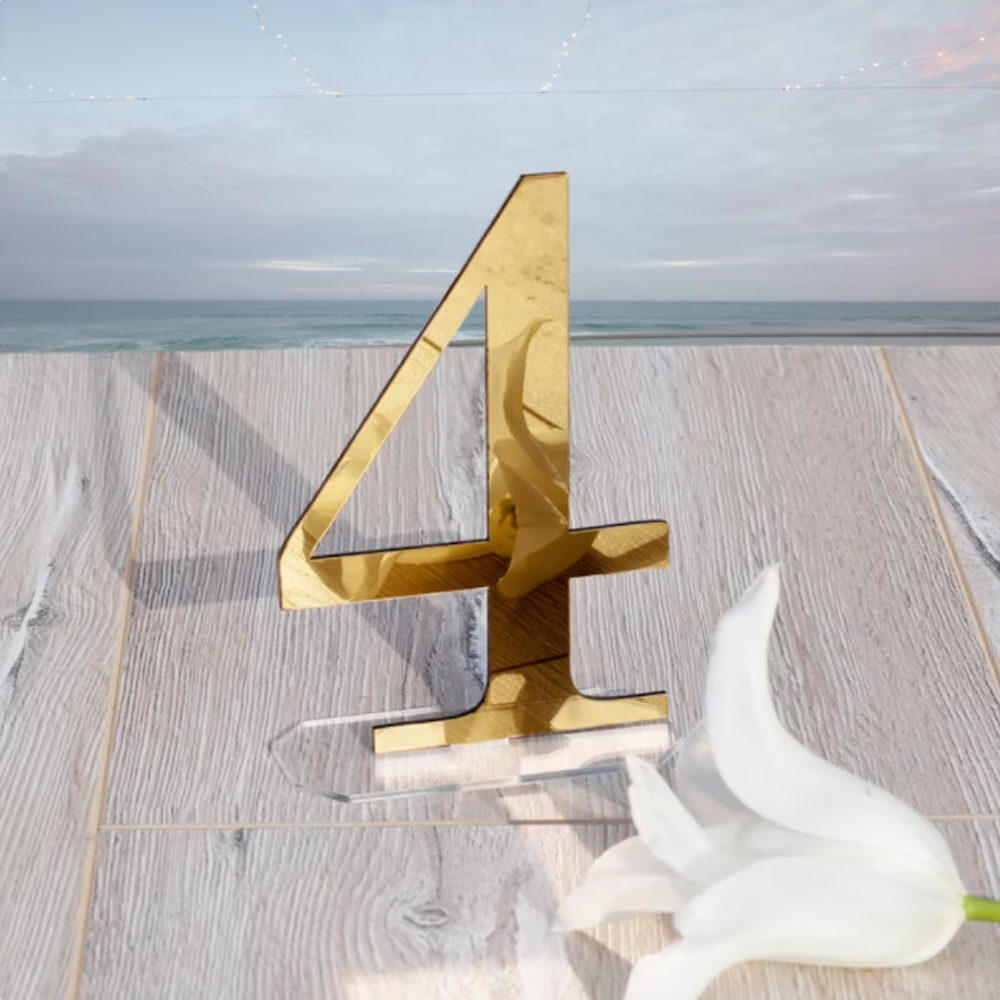 Table Number Gold - Ślub lustro złoty stół numery DIY