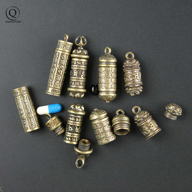 Wedding Sutra - Mosiądz budda GuanYin Sutra Cylinder brelok